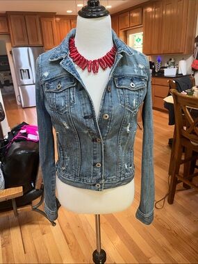 Vintage Ralph Lauren Blue Label distressed denim jacket size M